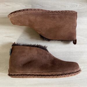 L.L. BEAN Brown Suede Shearling Slipper Shoes Tan Moccasin Men's Sz 11